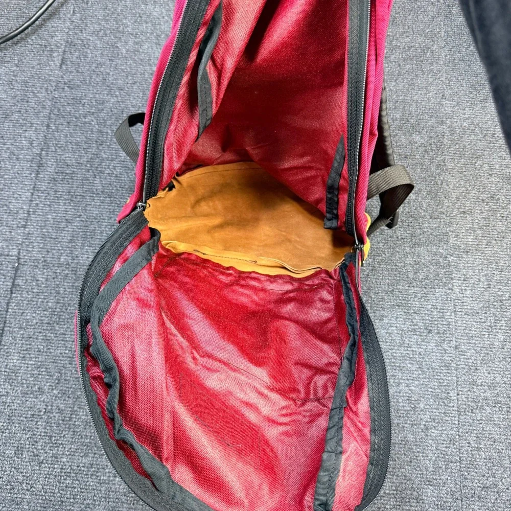 Vintage JanSport Red Suede Bottom Backpack Made in USA 43967 Right Pack 90s